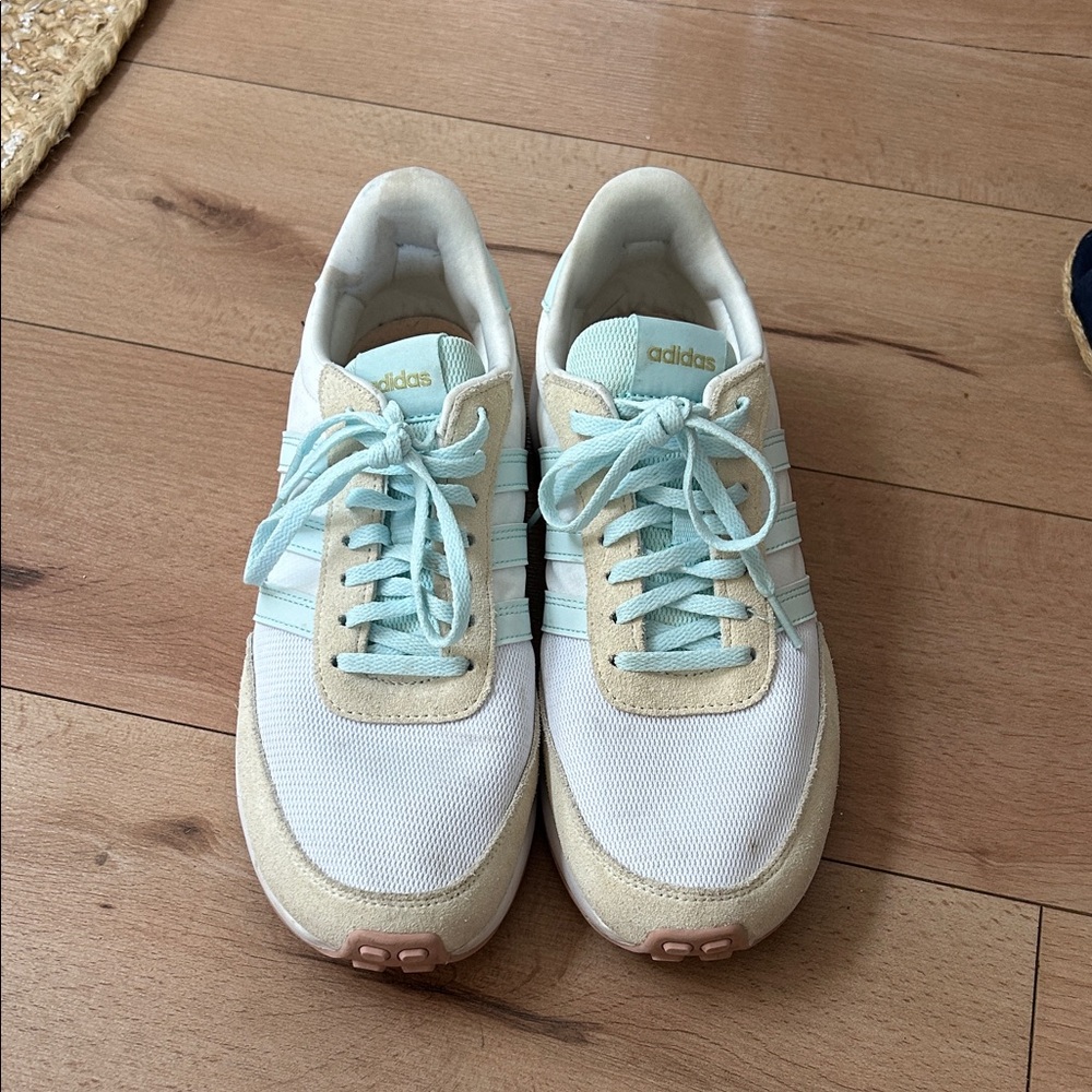 adidas Women’s White, Light Blue & Cream Casual Sneakers
